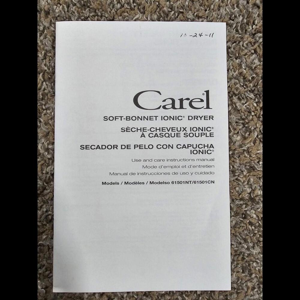 Carel Soft Bonnet Hair Dryer Appears Complete W/ Box Model 173005 Tested Working - Picture 6 of 15